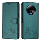 For BLU Bold K50 Cat Rat Embossed RFID Leather Phone Case with Lanyard(Peacock Green) - 2