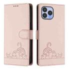 For Wiko T60 Cat Rat Embossed RFID Leather Phone Case with Lanyard(Pink) - 2