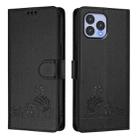 For Wiko T60 Cat Rat Embossed RFID Leather Phone Case with Lanyard(Black) - 2