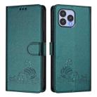 For Wiko T60 Cat Rat Embossed RFID Leather Phone Case with Lanyard(Peacock Green) - 2