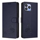 For Wiko T60 Cat Rat Embossed RFID Leather Phone Case with Lanyard(Blue) - 2
