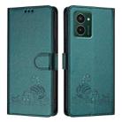 For HMD Pulse Pro Cat Rat Embossed RFID Leather Phone Case with Lanyard(Peacock Green) - 2