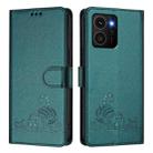 For HMD Skyline Cat Rat Embossed RFID Leather Phone Case with Lanyard(Peacock Green) - 2