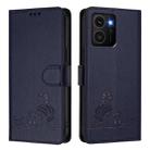 For HMD Skyline Cat Rat Embossed RFID Leather Phone Case with Lanyard(Blue) - 2