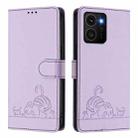 For HMD Skyline Cat Rat Embossed RFID Leather Phone Case with Lanyard(Purple) - 2