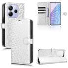 For Redmi Note 14 4G 163.25mm Honeycomb Dot Texture Leather Phone Case(Silver) - 1