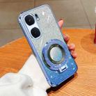 For vivo iQOO Neo9 Plated Gradient Glitter Round Holder TPU Phone Case(Sierra Blue) - 1