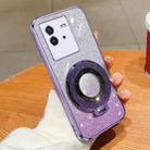 For vivo iQOO Neo6 Plated Gradient Glitter Round Holder TPU Phone Case(Purple) - 1