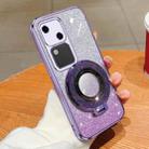 For vivo S18 Plated Gradient Glitter Round Holder TPU Phone Case(Purple) - 1