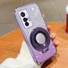 For vivo X70 Plated Gradient Glitter Round Holder TPU Phone Case(Purple) - 1