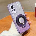 For vivo X60 Plated Gradient Glitter Round Holder TPU Phone Case(Purple) - 1