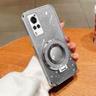 For vivo X60 Plated Gradient Glitter Round Holder TPU Phone Case(Silver) - 1