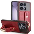 For Redmi K70 Ultra Wristband Leather Back Phone Case(Red) - 1