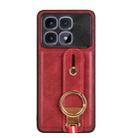 For Redmi K70 Ultra Wristband Leather Back Phone Case(Red) - 3