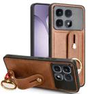 For Redmi K70 Ultra Wristband Leather Back Phone Case(Brown) - 1