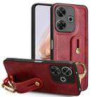 For Redmi 13 4G / Note 13R Wristband Leather Back Phone Case(Red) - 1