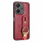 For Redmi 13 4G / Note 13R Wristband Leather Back Phone Case(Red) - 3