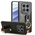 For Redmi Note 14 Pro 5G Wristband Leather Back Phone Case(Black) - 1