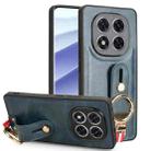 For Redmi Note 14 Pro 5G Wristband Leather Back Phone Case(Blue) - 1