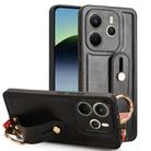 For Redmi Note 14 4G 163.25mm Wristband Leather Back Phone Case(Black) - 1