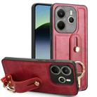 For Redmi Note 14 4G 163.25mm Wristband Leather Back Phone Case(Red) - 1