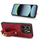 For Redmi Note 14 4G 163.25mm Wristband Leather Back Phone Case(Red) - 3