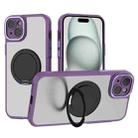 For iPhone 15 Bodyguard Rotating Bracket MagSafe Phone Case(Purple) - 1