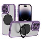 For iPhone 14 Pro Max Bodyguard Rotating Bracket MagSafe Phone Case(Purple) - 1