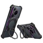 For Huawei Pura 70 Mechanical Arm Borderless MagSafe Holder Metal Phone Case(Black Purple) - 1