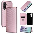 For Samsung Galaxy M56 5G Carbon Fiber Texture Flip Leather Phone Case(Pink) - 1