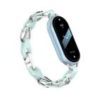 For Xiaomi Smart Band 9 Fashion Hollow Metal Leather Chain Watch Band(Sky Mirror Blue) - 1