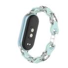 For Xiaomi Smart Band 9 Fashion Hollow Metal Leather Chain Watch Band(Sky Mirror Blue) - 3