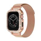 For Apple Watch Series 8 45mm Diamond TPU Hybrid Metal Frame Milan Watch Band(Rose Gold) - 1