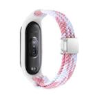 For Xiaomi Mi Band 7 / 6 / 5 / 4 / 3 Nylon Braided Loop Magnetic Buckle Integrated Watch Band(Pink White) - 2