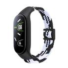 For Xiaomi Mi Band 7 / 6 / 5 / 4 / 3 Nylon Braided Loop Magnetic Buckle Integrated Watch Band(Black White) - 1