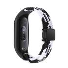 For Xiaomi Mi Band 7 / 6 / 5 / 4 / 3 Nylon Braided Loop Magnetic Buckle Integrated Watch Band(Black White) - 2