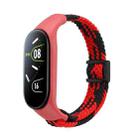 For Xiaomi Mi Band 7 / 6 / 5 / 4 / 3 Nylon Braided Loop Magnetic Buckle Integrated Watch Band(Red Black) - 1