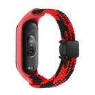 For Xiaomi Mi Band 7 / 6 / 5 / 4 / 3 Nylon Braided Loop Magnetic Buckle Integrated Watch Band(Red Black) - 2