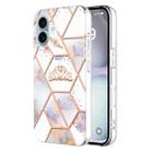 For iPhone 16 Plus Splicing Marble Flower IMD TPU Phone Case(Crown) - 1