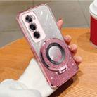 For OPPO Reno12 Global Plated Gradient Glitter Round Holder TPU Phone Case(Pink) - 1