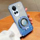 For OPPO Reno10 Pro Global Plated Gradient Glitter Round Holder TPU Phone Case(Sierra Blue) - 1
