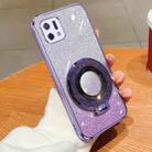 For OPPO A16k Plated Gradient Glitter Round Holder TPU Phone Case(Purple) - 1