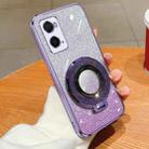 For OPPO A36 / A76 4G Plated Gradient Glitter Round Holder TPU Phone Case(Purple) - 1