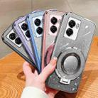 For OPPO A57 5G Plated Gradient Glitter Round Holder TPU Phone Case(Purple) - 2