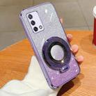 For OPPO A74 4G Plated Gradient Glitter Round Holder TPU Phone Case(Purple) - 1