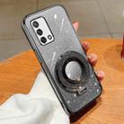 For OPPO A74 4G Plated Gradient Glitter Round Holder TPU Phone Case(Black) - 1