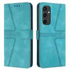 For Samsung Galaxy S24 FE 5G Triangle Solid Color Leather Phone Case(Green) - 1