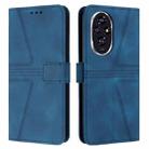 For Honor 200 Triangle Solid Color Leather Phone Case(Blue) - 1