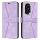 For Honor 200 Triangle Solid Color Leather Phone Case(Purple) - 1