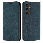 For Samsung Galaxy S24 FE 5G Ethnic Embossed Adsorption Leather Phone Case(Blue) - 1